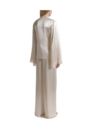 Pantaloni in raso lucido bianco panna ALBERTA FERRETTI | V030116270002